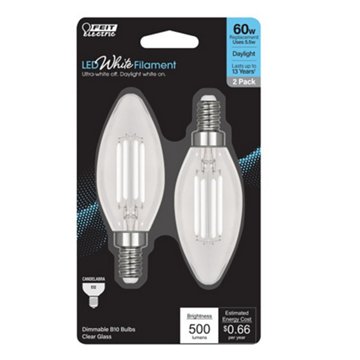 Feit Electric Daylight White Filament B10 Bulb, 2 ct