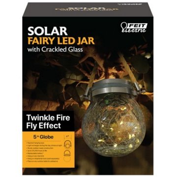 Feit Electric Solar Fairy LED Jar With Cracked Glass, 5''