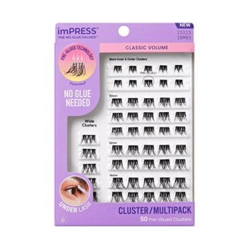 KISS imPRESS No Glue False Lash Clusters Multipack - Classic Volume Wispy, 50 ct