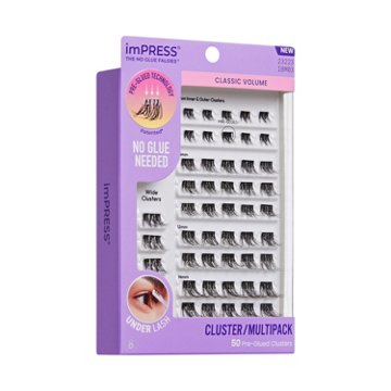 KISS imPRESS No Glue False Lash Clusters Multipack - Classic Volume Wispy, 50 ct