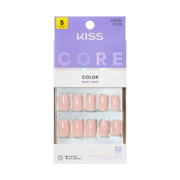 KISS CORE Color Press-On Manicure Nails - Aesthetic (Pink Squaoval Short Nails), 30 ct