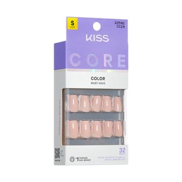 KISS CORE Color Press-On Manicure Nails - Aesthetic (Pink Squaoval Short Nails), 30 ct