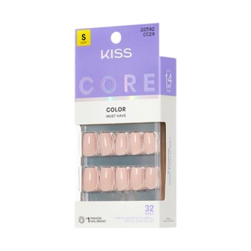KISS CORE Color Press-On Manicure Nails - Aesthetic (Pink Squaoval Short Nails), 30 ct