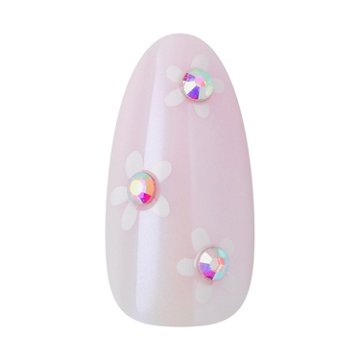 KISS GLAM 3D Jeweled Nails  - Brezee of Bliss (White Almond Medium Nails), 32 ct