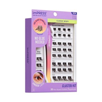 KISS imPRESS No Glue Lash Clusters Kit  - Classic Wispy, 36 ct