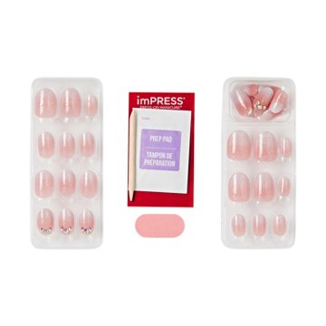 KISS imPRESS No Glue Manicure Nails - Even Better (Pink Oval Short Nails), 30 ct