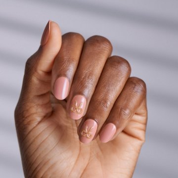 KISS ImPRESS No Glue Manicure Nails - Close To You (Pink & Gold Oval Short Nails), 30 ct