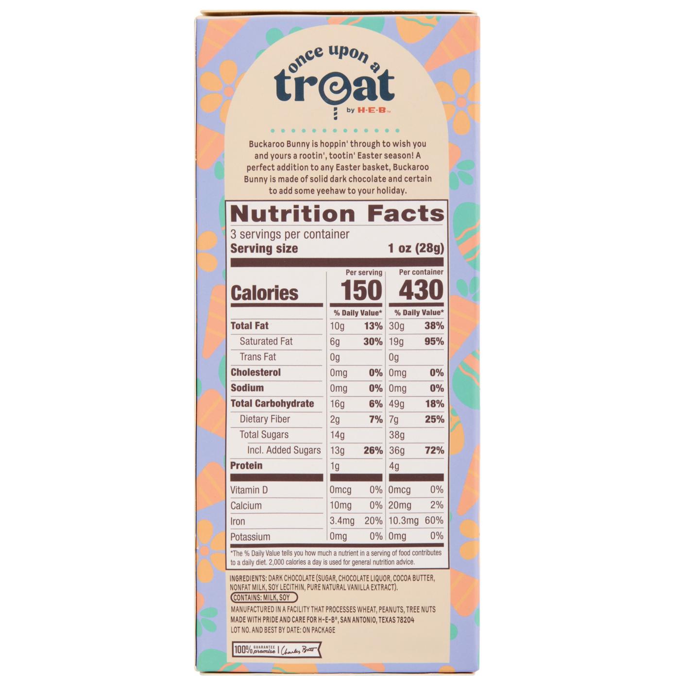 Once Upon a Treat by H-E-B Lil' Buckaroo Bunny Solid Dark Chocolate Easter Candy; image 9 of 10