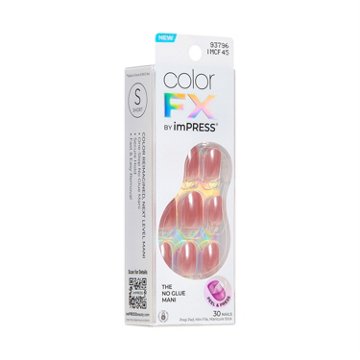 KISS imPRESS Color FX No Glue Press-On Manicure Nails - Boundless (Pink Oval Short Nails), 30 ct