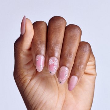 KISS imPRESS No Glue Manicure Nails - Premium Venus (Pink Almond Medium Nails), 30 ct