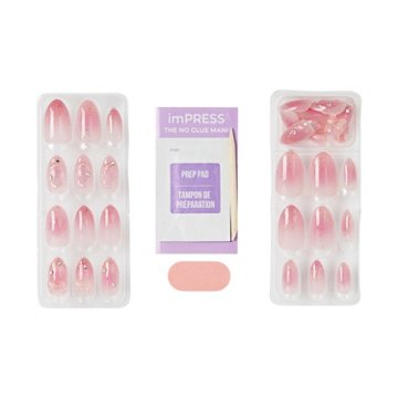 KISS imPRESS No Glue Manicure Nails - Premium Venus (Pink Almond Medium Nails), 30 ct