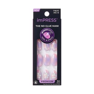 KISS imPRESS No Glue Manicure Nails - Premium Pick Me First (Multicolor Oval Medium Nails), 30 ct