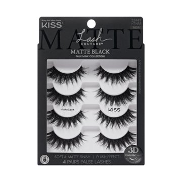 KISS Lash Couture 3D Black Lashes - Matte, 4 pairs