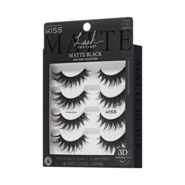 KISS Lash Couture 3D Black Lashes - Matte, 4 pairs