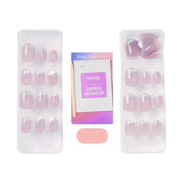 KISS Color FX by imPRESS No Glue Press-On Manicure Nails - Diamond Drip (Purple Oval Short Nails), 30 ct