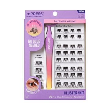 KISS imPRESS False Lash Clusters Kit - Faux Mink Volume, 36 ct