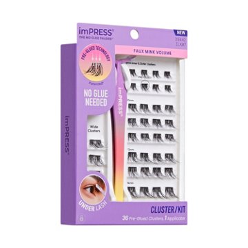 KISS imPRESS False Lash Clusters Kit - Faux Mink Volume, 36 ct