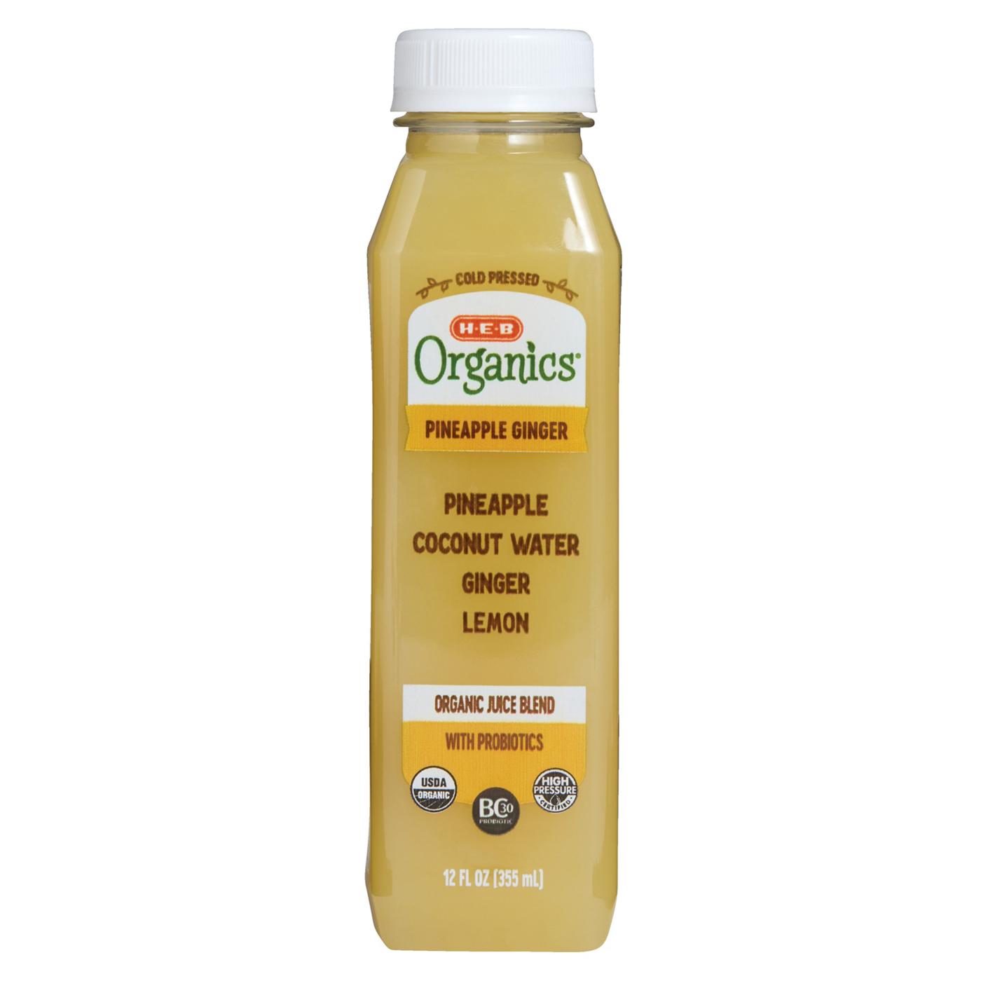 H-E-B Organics Pineapple Ginger Cold-Pressed Juice; image 1 of 5