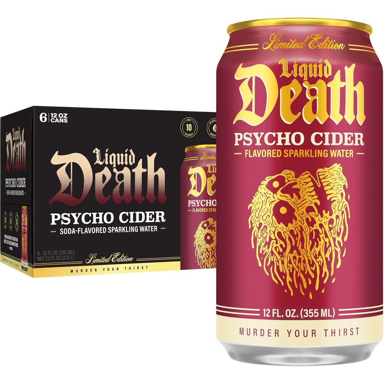 Liquid Death Psycho Cider Apple Cinnamon-Flavored Sparkling Water
