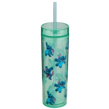 Disney Stitch Plastic Slim Tumbler with Straw, 16 oz