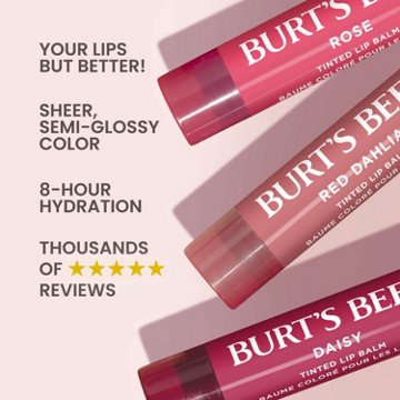 Burt's Bees Tinted Lip Balm Pack - Red Dahlia, Daisy, Rose