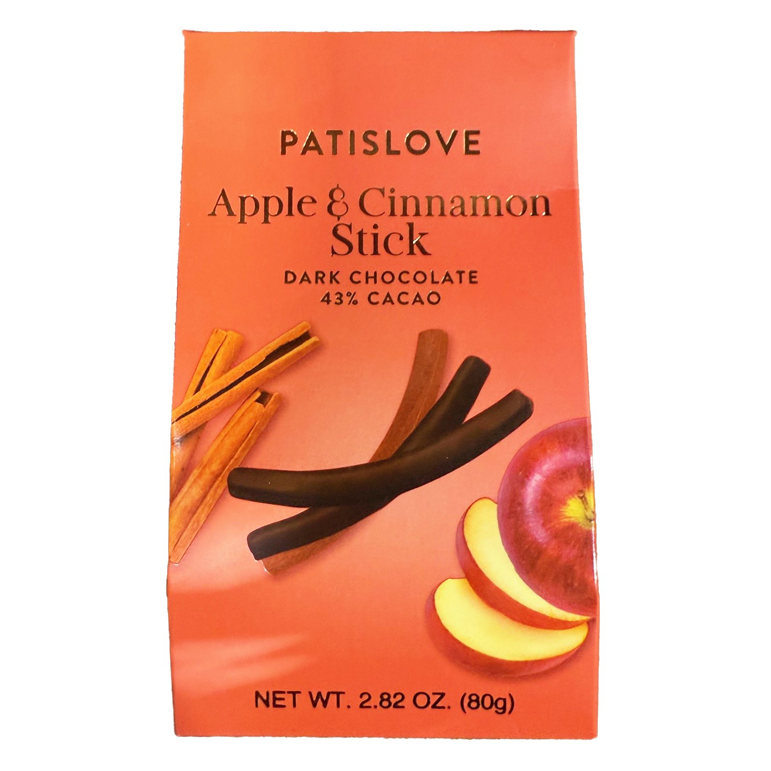 Patislove Apple & Cinnamon Stick Dark Chocolate Sticks, 2.82 oz