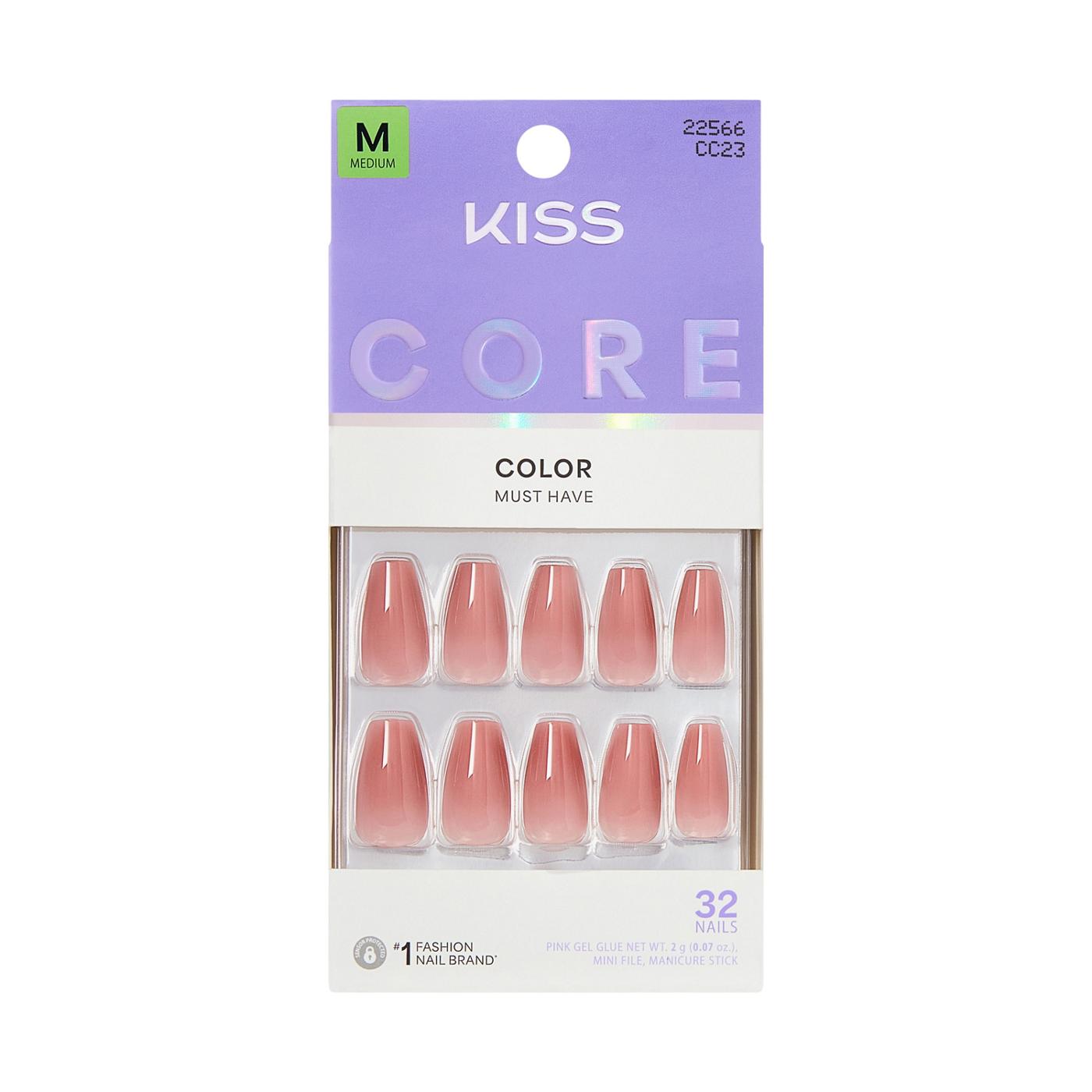 KISS CORE Color Press-On Manicure Nails - Jubilation (Pink Coffin Medium Nails); image 1 of 7