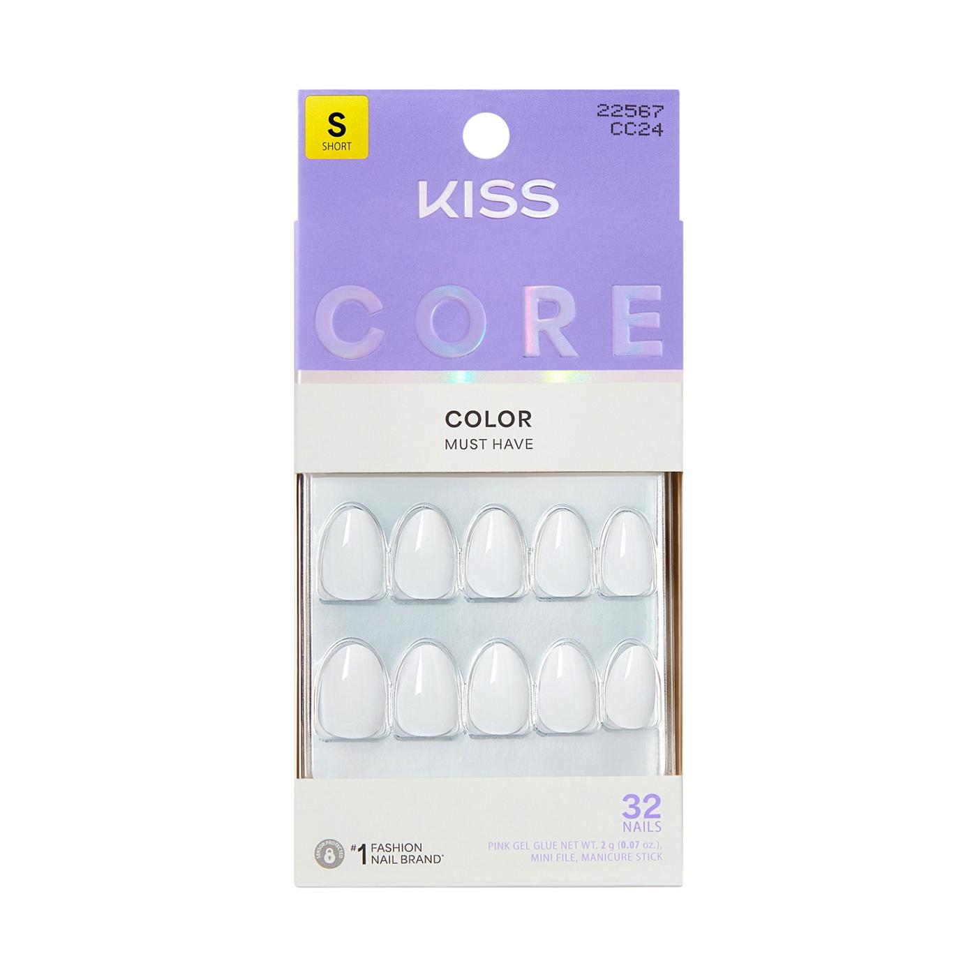 KISS CORE Color Press-On Manicure Nails - Lyrical  (White Almond Short Nails); image 1 of 7