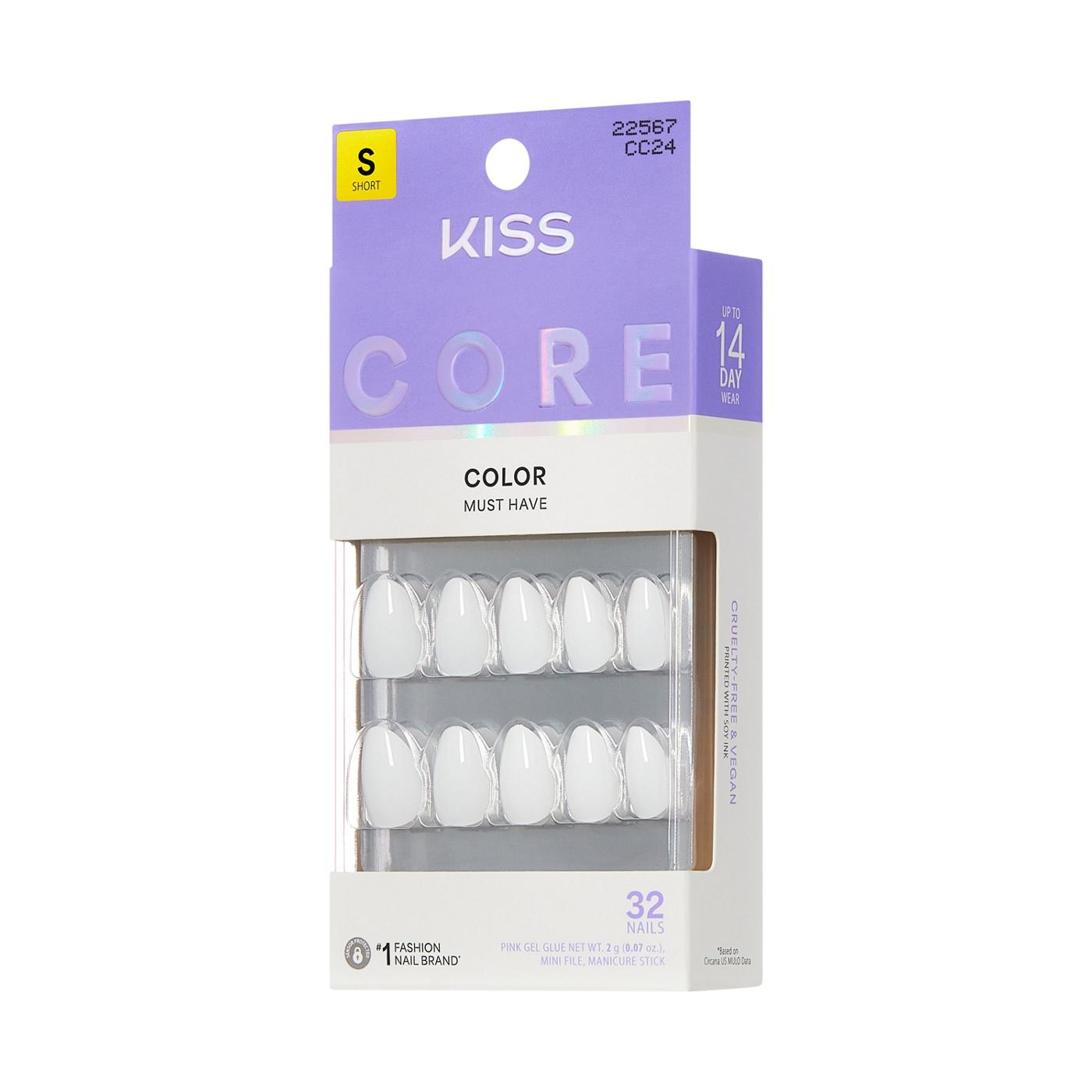 KISS CORE Color Press-On Manicure Nails - Lyrical  (White Almond Short Nails); image 7 of 7