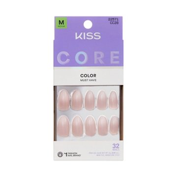KISS CORE Color Nails - Dulcet (Pink Almond Medium Nails), 32 ct