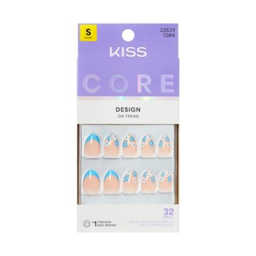 KISS CORE Design On Trend Nails - Tune (Blue Almond Short Nails), 32 ct