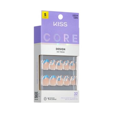 KISS CORE Design On Trend Nails - Tune (Blue Almond Short Nails), 32 ct