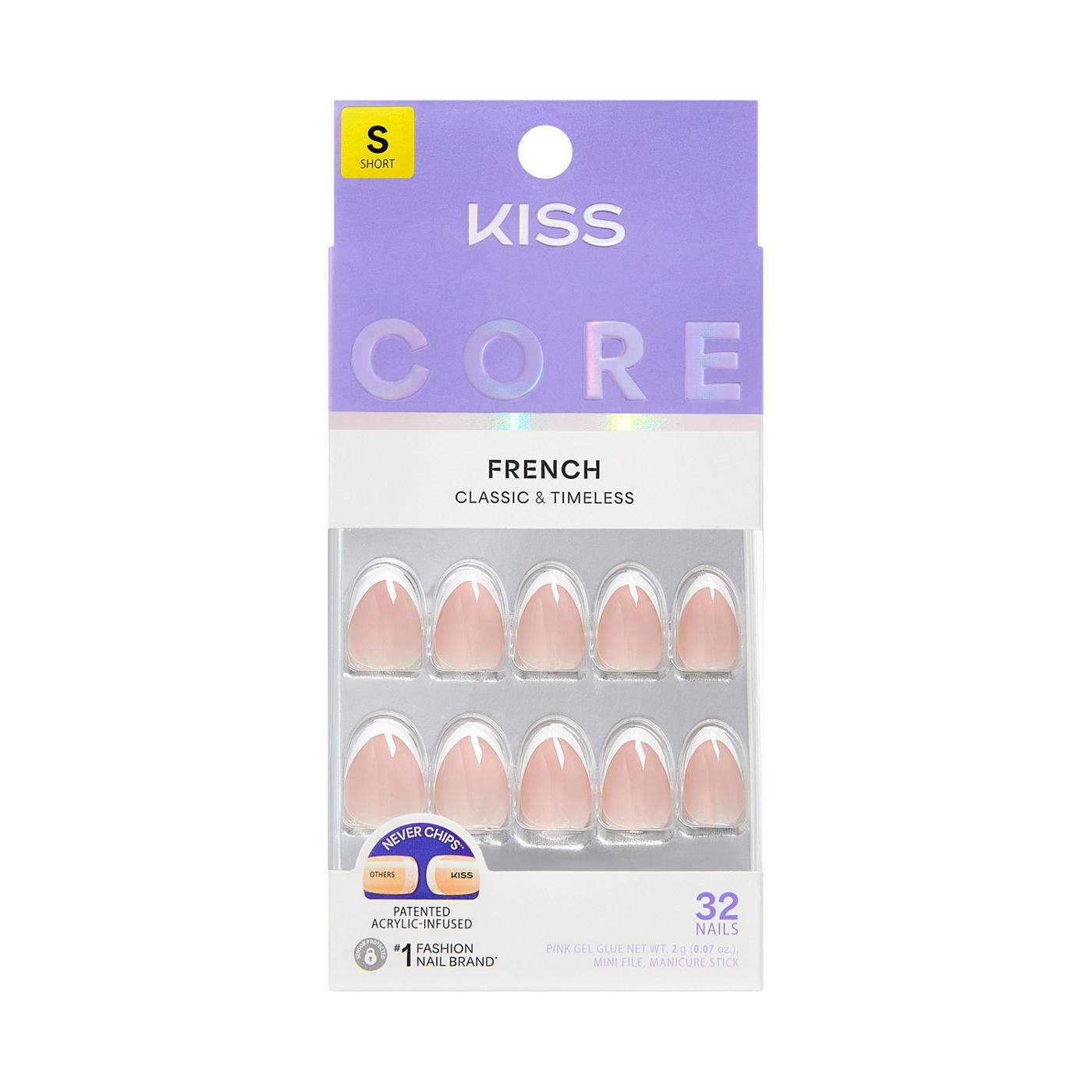 KISS CORE French Nails - Passionate (White Almond Short Nails); image 1 of 7