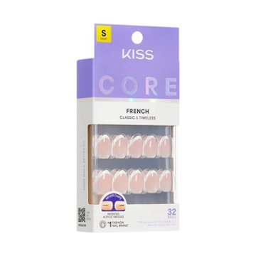 KISS CORE French Nails - Passionate (White Almond Short Nails), 32 ct