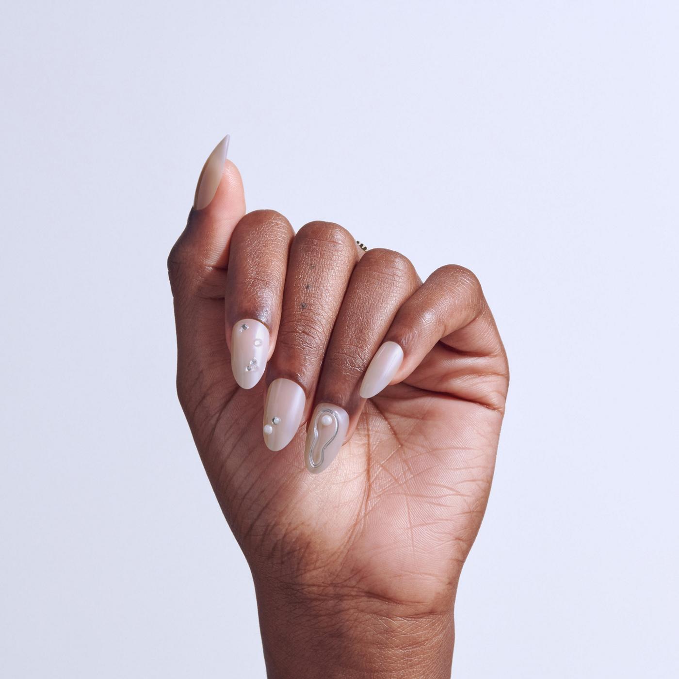 KISS ICON Premium Dazzling & Jeweled Nails - Terrific (White Almond Medium Nails); image 3 of 8