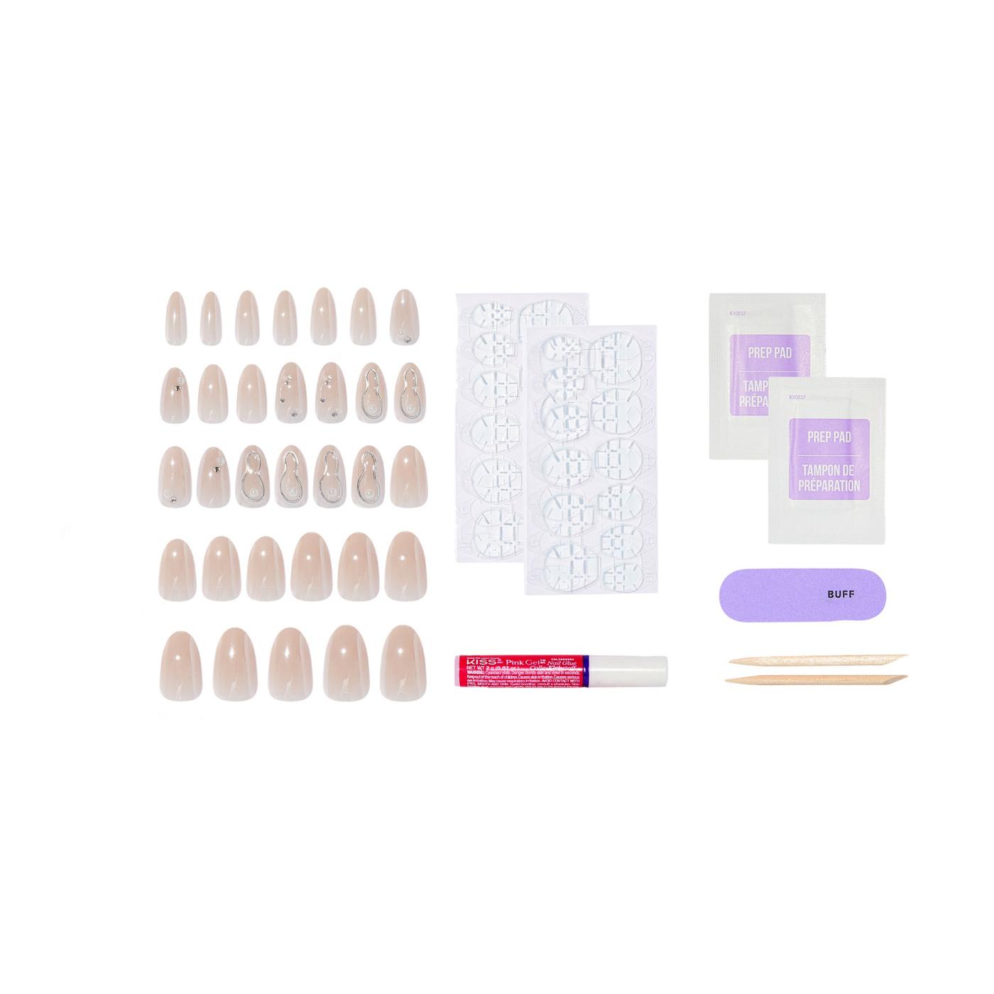 KISS ICON Premium Dazzling & Jeweled Nails - Terrific (White Almond Medium Nails); image 6 of 8