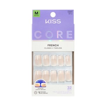 KISS CORE French Nails - Scenario (Pink Squoval Medium Nails), 32 ct
