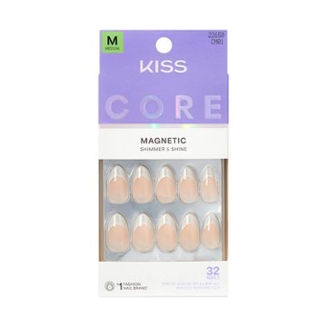 KISS CORE Magnetic Shimmer & Shine Nails -  Patchouli (White Almond Medium Nails), 32 ct
