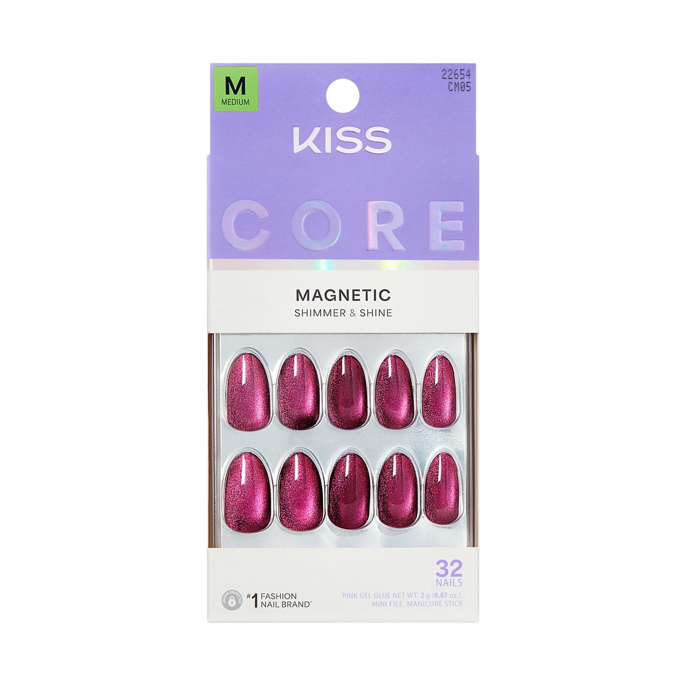 KISS CORE Magnetic Shimmer & Shine Nails - Glittering (Purple Almond Medium Nails); image 1 of 7