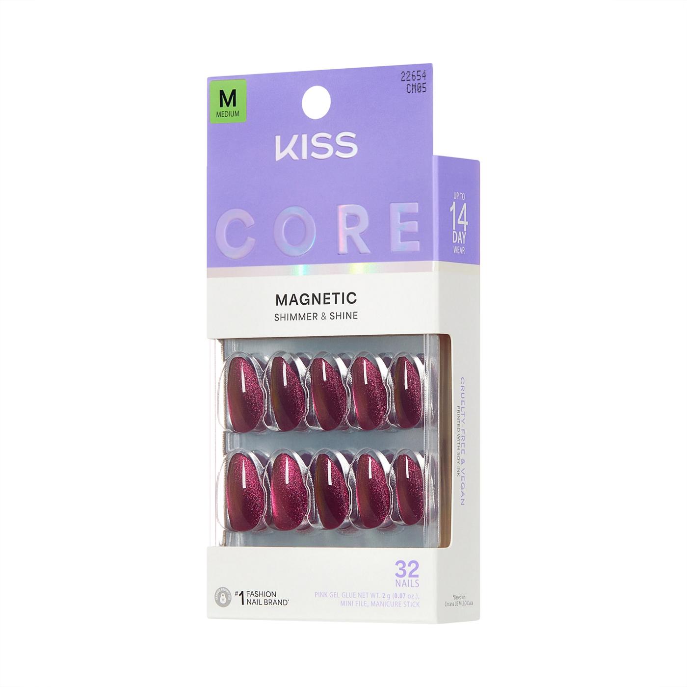 KISS CORE Magnetic Shimmer & Shine Nails - Glittering (Purple Almond Medium Nails); image 6 of 7