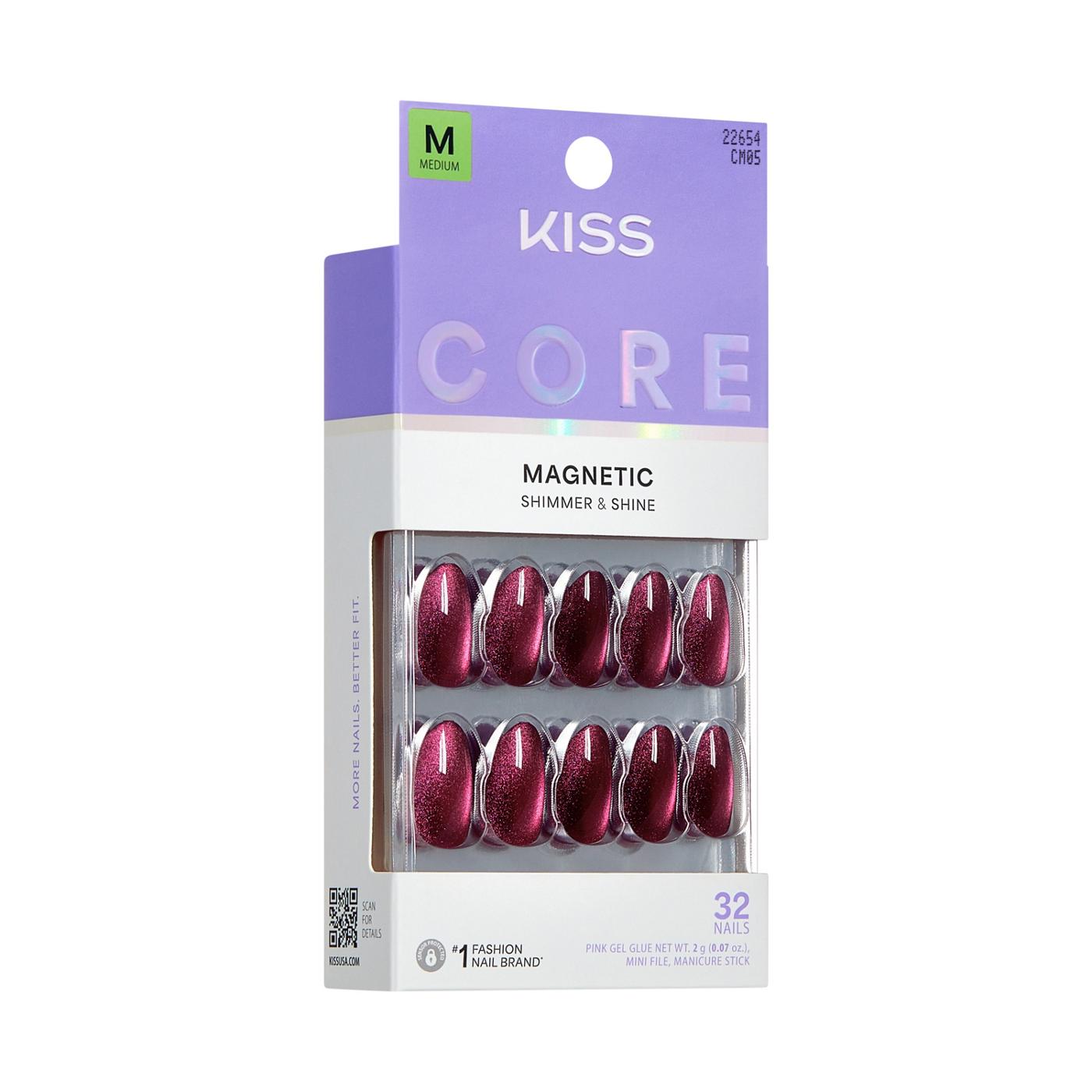 KISS CORE Magnetic Shimmer & Shine Nails - Glittering (Purple Almond Medium Nails); image 7 of 7