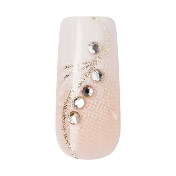 KISS GLAM 3D & Jeweled Nails - Wrapped in Beauty (White Square Long Nails), 32 ct