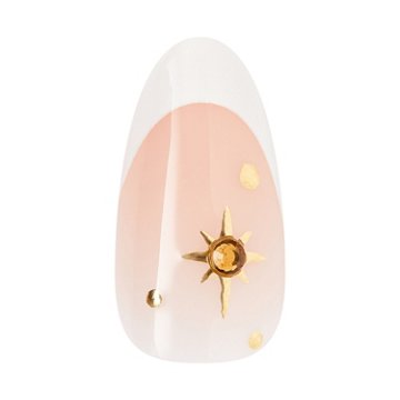 KISS GLAM 3D & Jeweled Nails - Zephyr (White & Gold Almond Medium Nails), 32 ct