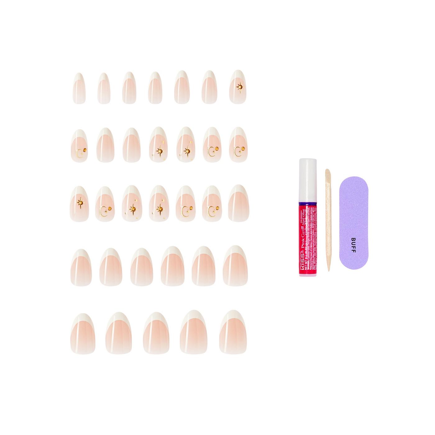 KISS GLAM 3D & Jeweled Nails - Zephyr (White & Gold Almond Medium Nails); image 7 of 9