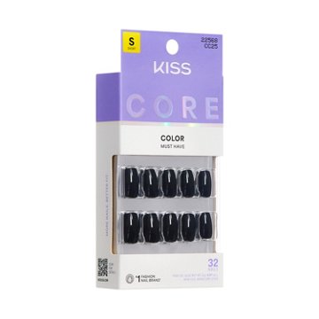 KISS CORE Color Nails - Photogenic (Black Squoval Short Nails), 32 ct