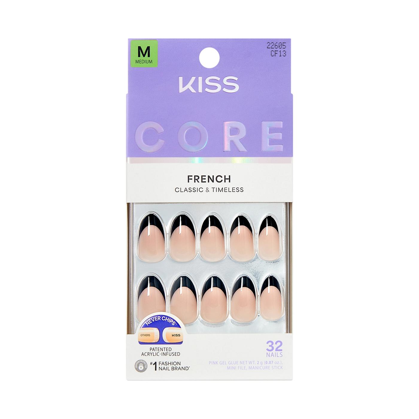 KISS CORE French Nails - Full Of Fun (Black Almond Medium Nails); image 1 of 7