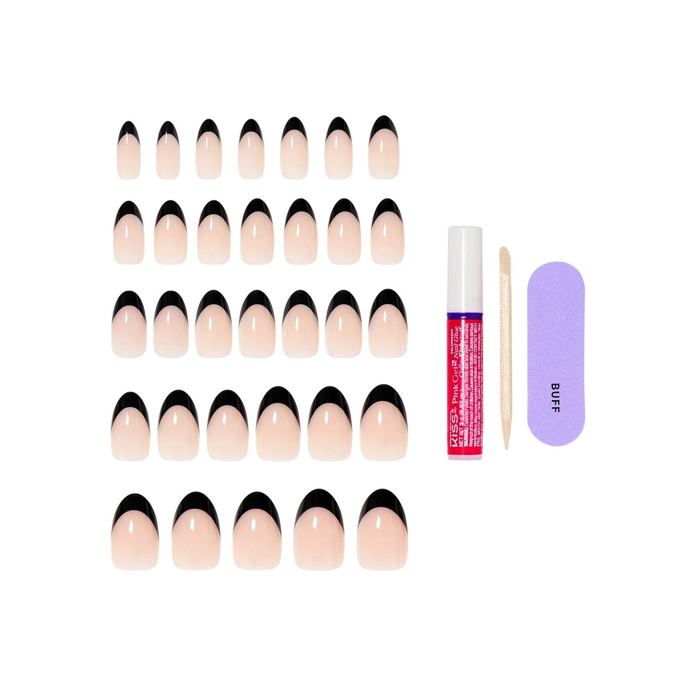 KISS CORE French Nails - Full Of Fun (Black Almond Medium Nails); image 2 of 7