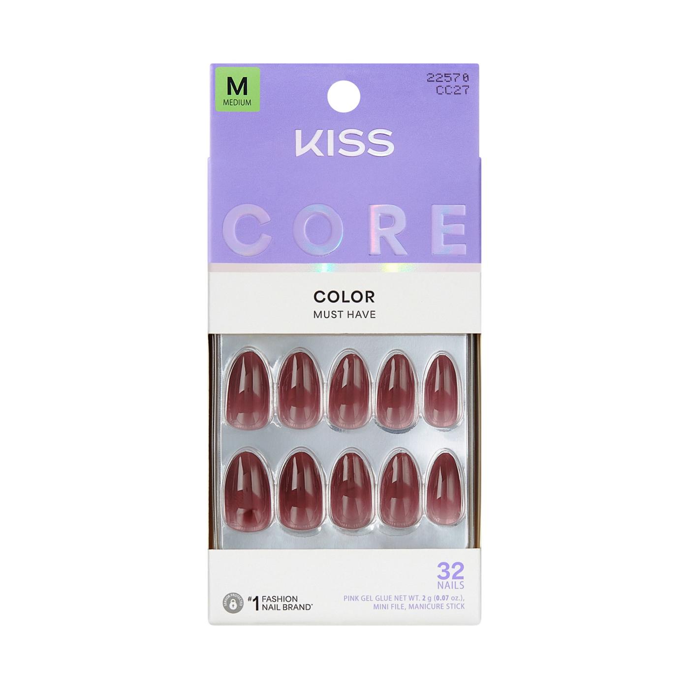 KISS CORE Color Nails - Pinot Noir (Red Almond Medium Nails); image 1 of 7