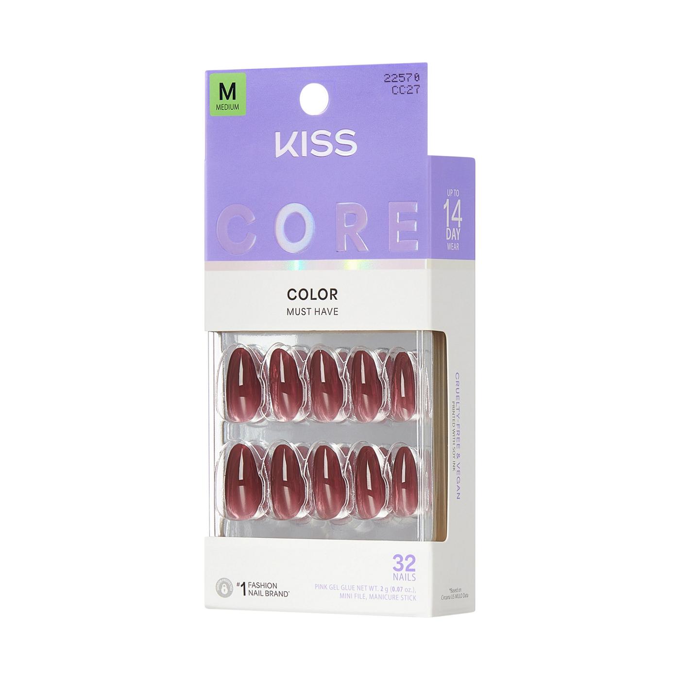 KISS CORE Color Nails - Pinot Noir (Red Almond Medium Nails); image 5 of 7