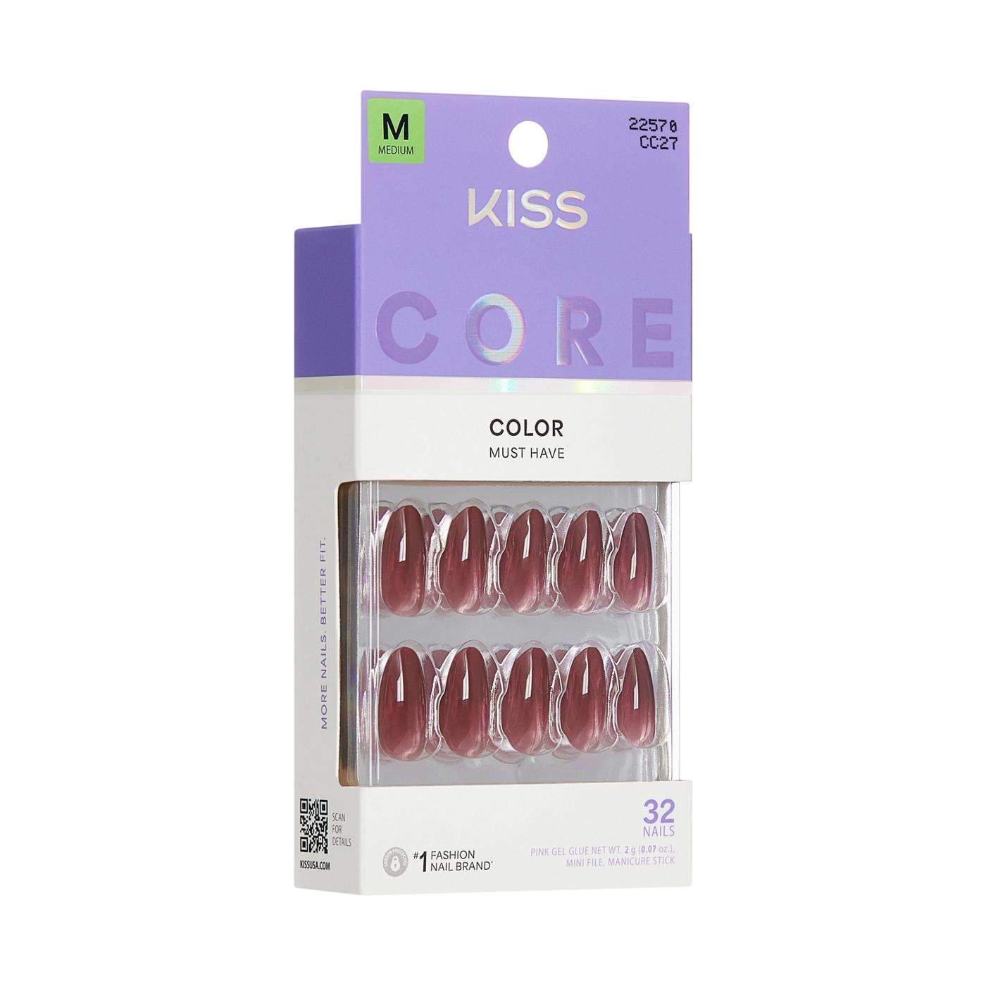 KISS CORE Color Nails - Pinot Noir (Red Almond Medium Nails); image 7 of 7